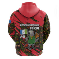 Principe Autonomous Region Zip Hoodie with Parrot Cacao and 1995 Flag Design - Wonder Print Shop