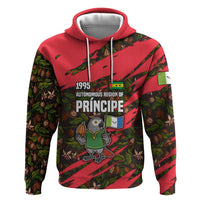 Principe Autonomous Region Zip Hoodie with Parrot Cacao and 1995 Flag Design - Wonder Print Shop
