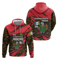 Principe Autonomous Region Zip Hoodie with Parrot Cacao and 1995 Flag Design - Wonder Print Shop
