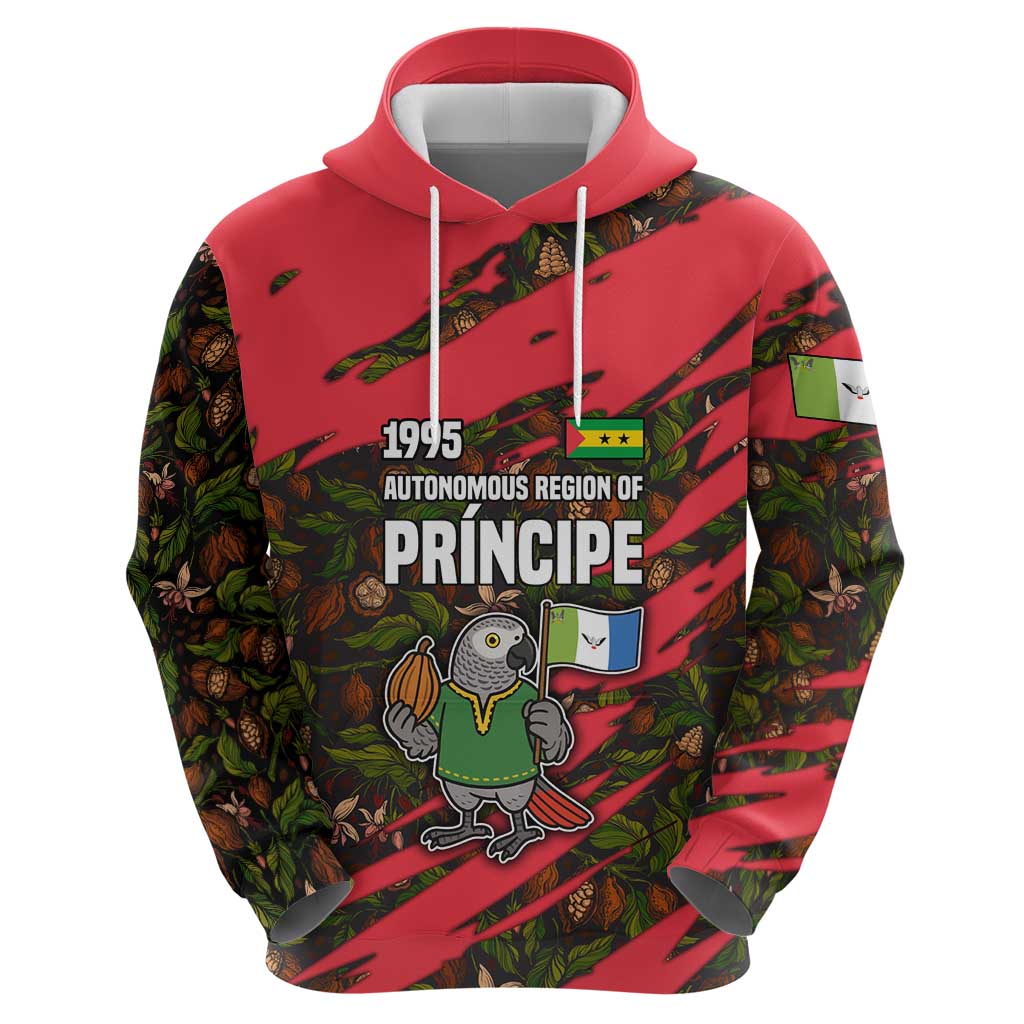 Principe Autonomous Region Zip Hoodie with Parrot Cacao and 1995 Flag Design - Wonder Print Shop