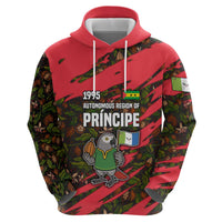 Principe Autonomous Region Zip Hoodie with Parrot Cacao and 1995 Flag Design - Wonder Print Shop