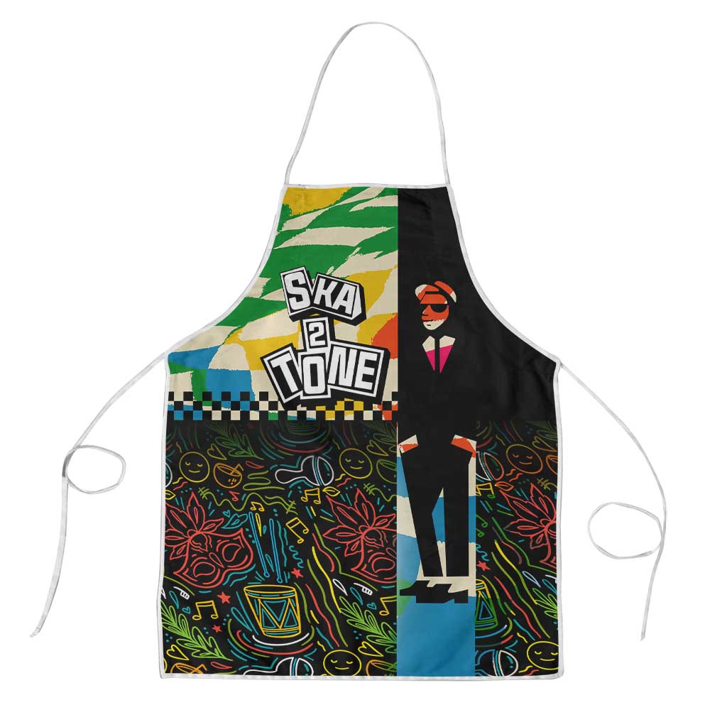 Ska Two Tone Apron with Colorful Checkerboard Music Art Carnival Festival - Wonder Print Shop