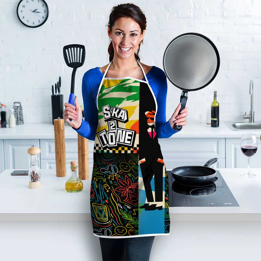 Ska Two Tone Apron with Colorful Checkerboard Music Art Carnival Festival - Wonder Print Shop