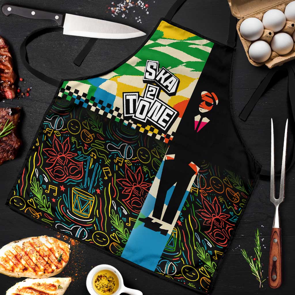 Ska Two Tone Apron with Colorful Checkerboard Music Art Carnival Festival - Wonder Print Shop