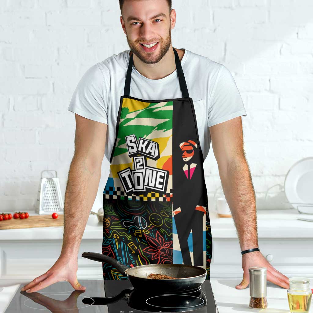 Ska Two Tone Apron with Colorful Checkerboard Music Art Carnival Festival - Wonder Print Shop