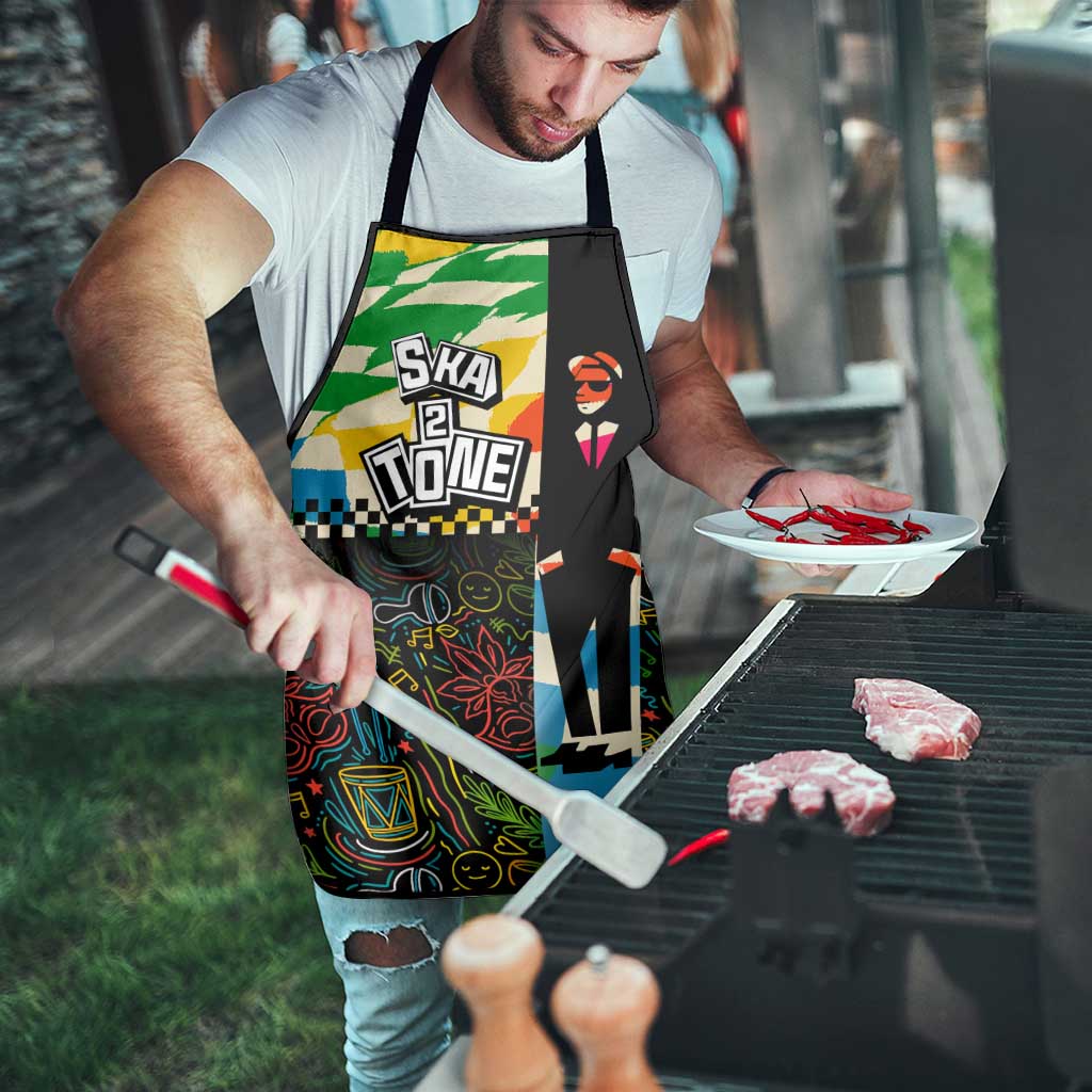 Ska Two Tone Apron with Colorful Checkerboard Music Art Carnival Festival - Wonder Print Shop