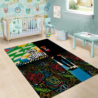 Ska Two Tone Area Rug with Colorful Checkerboard Music Art Carnival Festival - Wonder Print Shop