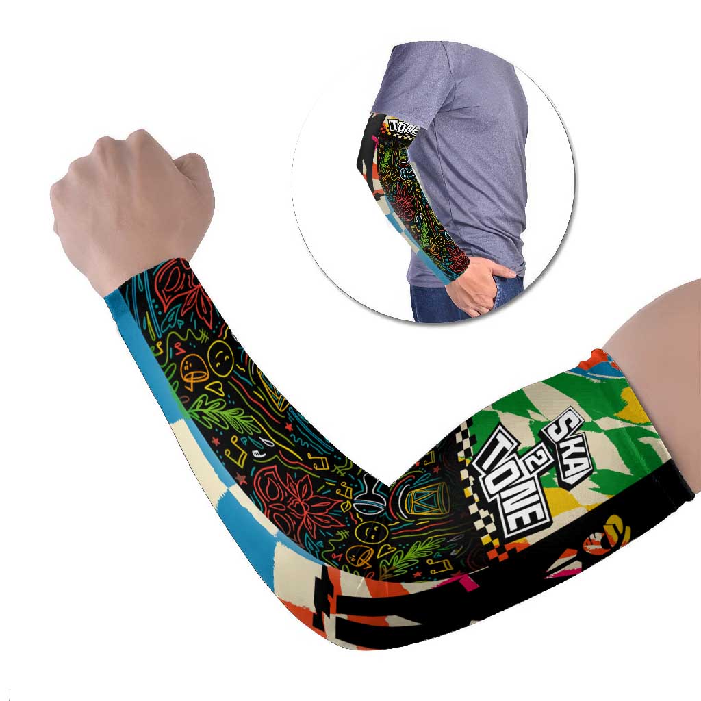 Ska Two Tone Arm Sleeves with Colorful Checkerboard Music Art Carnival Festival - Wonder Print Shop
