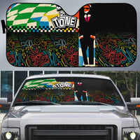 Ska Two Tone Auto Sun Shade with Colorful Checkerboard Music Art Carnival Festival - Wonder Print Shop