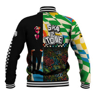 Ska Two Tone Baseball Jacket with Colorful Checkerboard Music Art Carnival Festival - Wonder Print Shop
