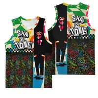 Ska Two Tone Basketball Jersey with Colorful Checkerboard Music Art Carnival Festival - Wonder Print Shop