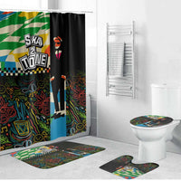 Ska Two Tone Bathroom Set with Colorful Checkerboard Music Art Carnival Festival - Wonder Print Shop