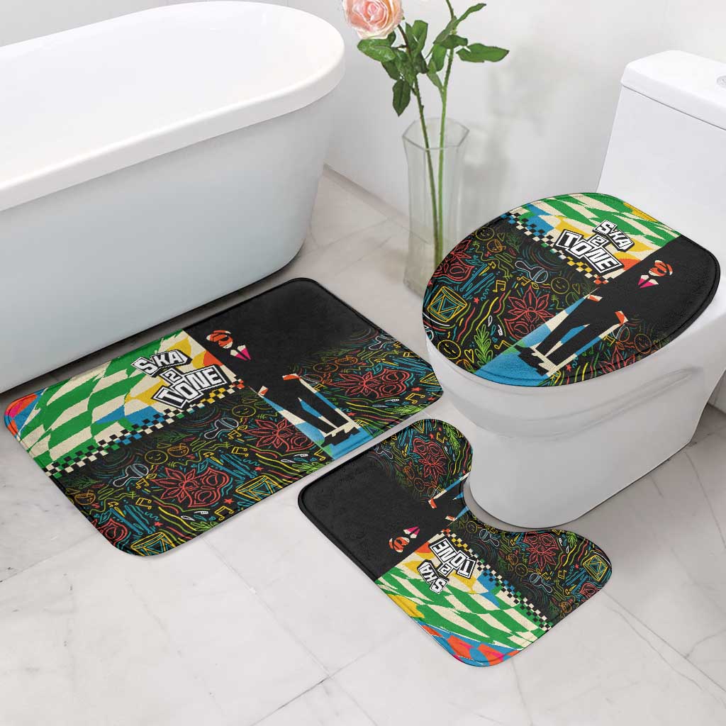 Ska Two Tone Bathroom Set with Colorful Checkerboard Music Art Carnival Festival - Wonder Print Shop