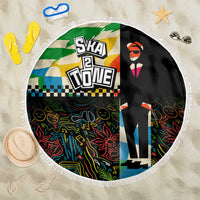 Ska Two Tone Beach Blanket with Colorful Checkerboard Music Art Carnival Festival - Wonder Print Shop