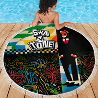 Ska Two Tone Beach Blanket with Colorful Checkerboard Music Art Carnival Festival - Wonder Print Shop