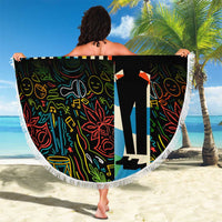 Ska Two Tone Beach Blanket with Colorful Checkerboard Music Art Carnival Festival - Wonder Print Shop