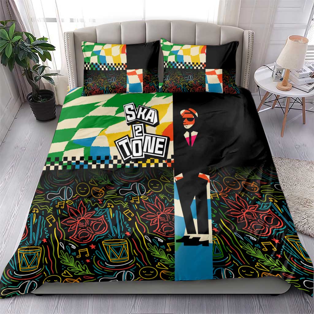 Ska Two Tone Bedding Set with Colorful Checkerboard Music Art Carnival Festival - Wonder Print Shop