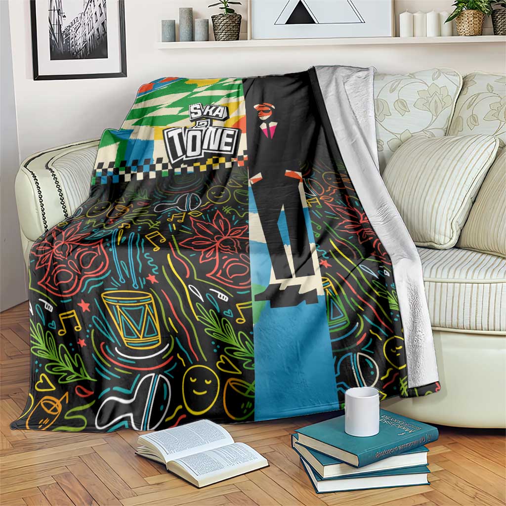 Ska Two Tone Blanket with Colorful Checkerboard Music Art Carnival Festival - Wonder Print Shop