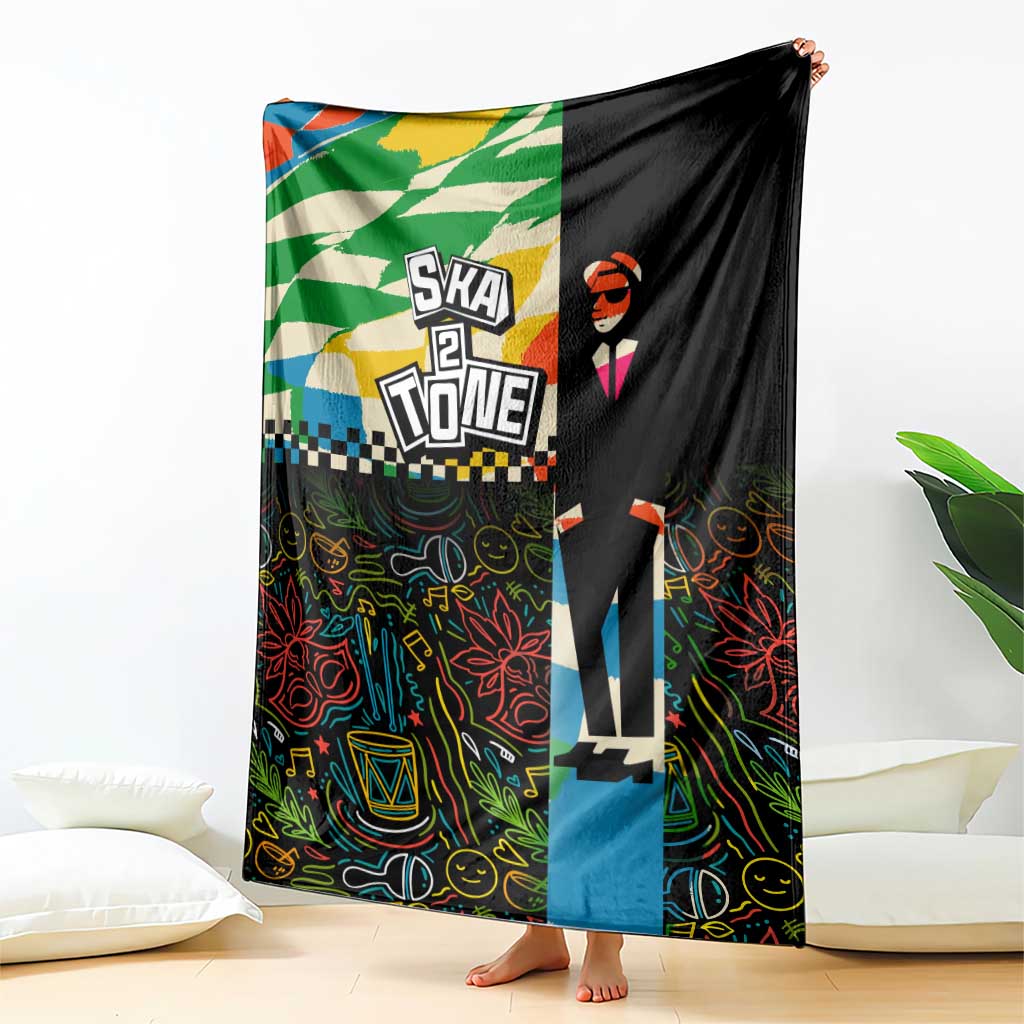Ska Two Tone Blanket with Colorful Checkerboard Music Art Carnival Festival - Wonder Print Shop