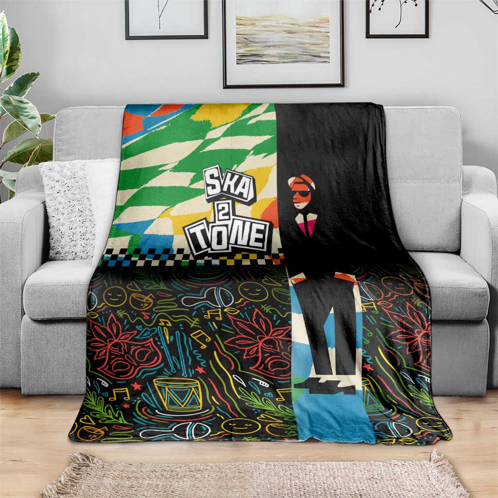 Ska Two Tone Blanket with Colorful Checkerboard Music Art Carnival Festival - Wonder Print Shop