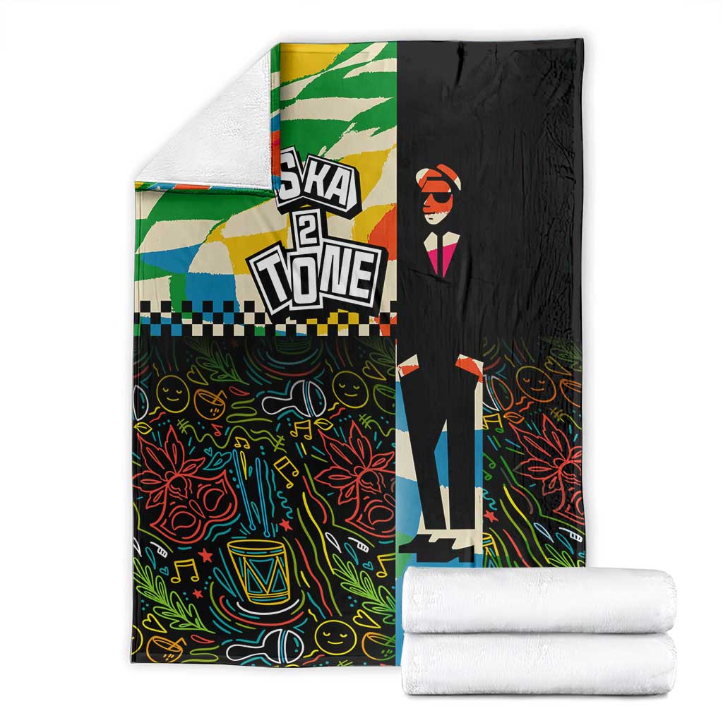 Ska Two Tone Blanket with Colorful Checkerboard Music Art Carnival Festival - Wonder Print Shop