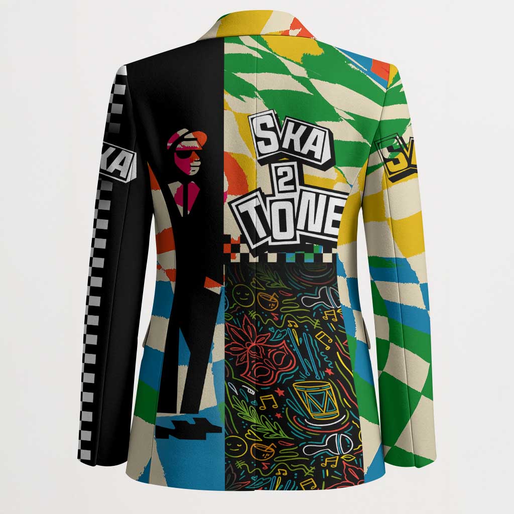 Ska Two Tone Blazer with Colorful Checkerboard Music Art Carnival Festival - Wonder Print Shop