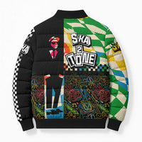 Ska Two Tone Bomber Puffer Jacket with Colorful Checkerboard Music Art Carnival Festival - Wonder Print Shop