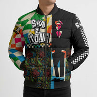Ska Two Tone Bomber Puffer Jacket with Colorful Checkerboard Music Art Carnival Festival - Wonder Print Shop