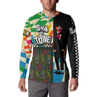 Ska Two Tone Button Sweatshirt with Colorful Checkerboard Music Art Carnival Festival - Wonder Print Shop