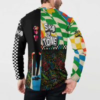 Ska Two Tone Button Sweatshirt with Colorful Checkerboard Music Art Carnival Festival - Wonder Print Shop