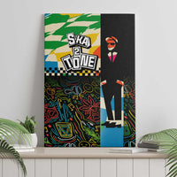 Ska Two Tone Canvas Wall Art with Colorful Checkerboard Music Art Carnival Festival - Wonder Print Shop