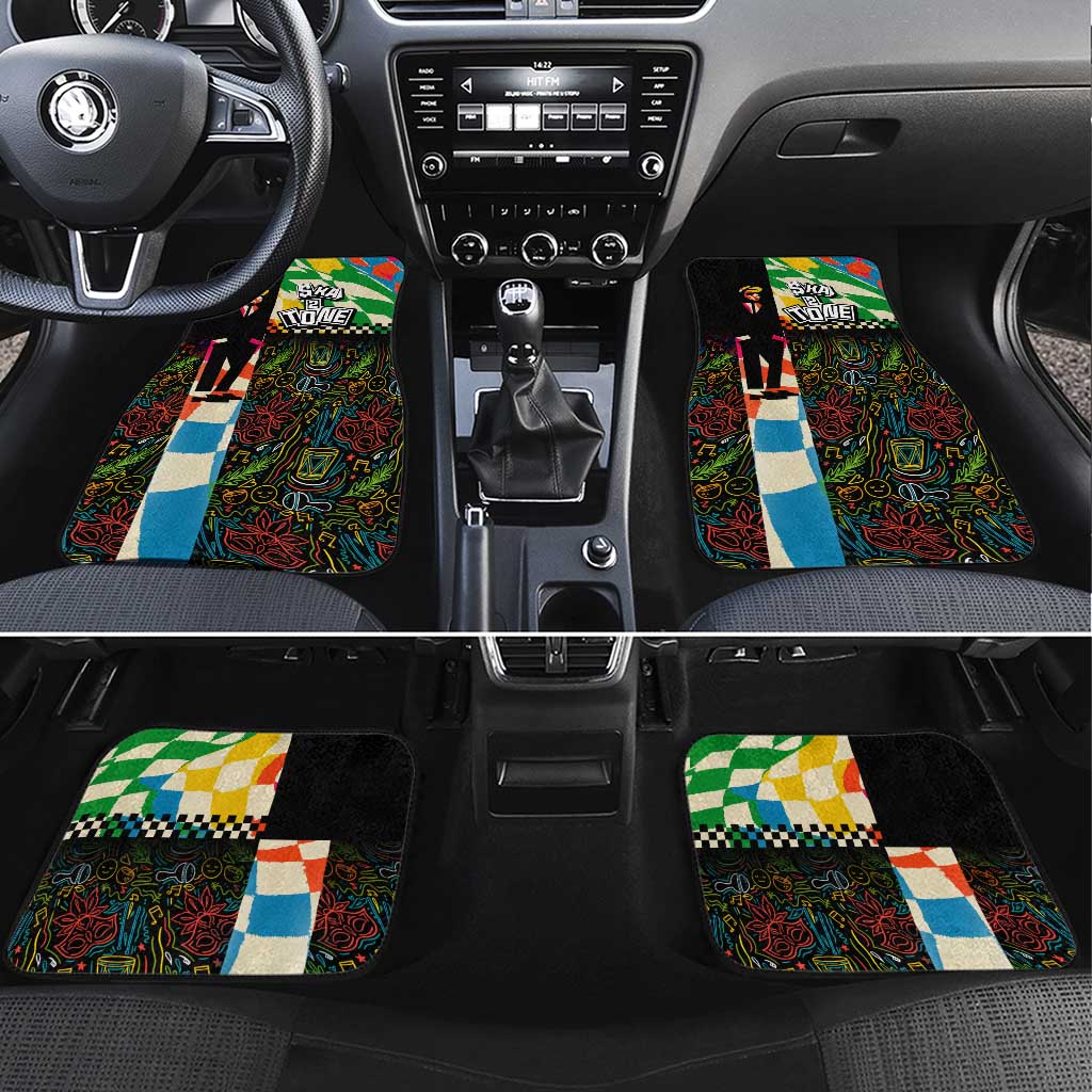 Ska Two Tone Car Mats with Colorful Checkerboard Music Art Carnival Festival - Wonder Print Shop