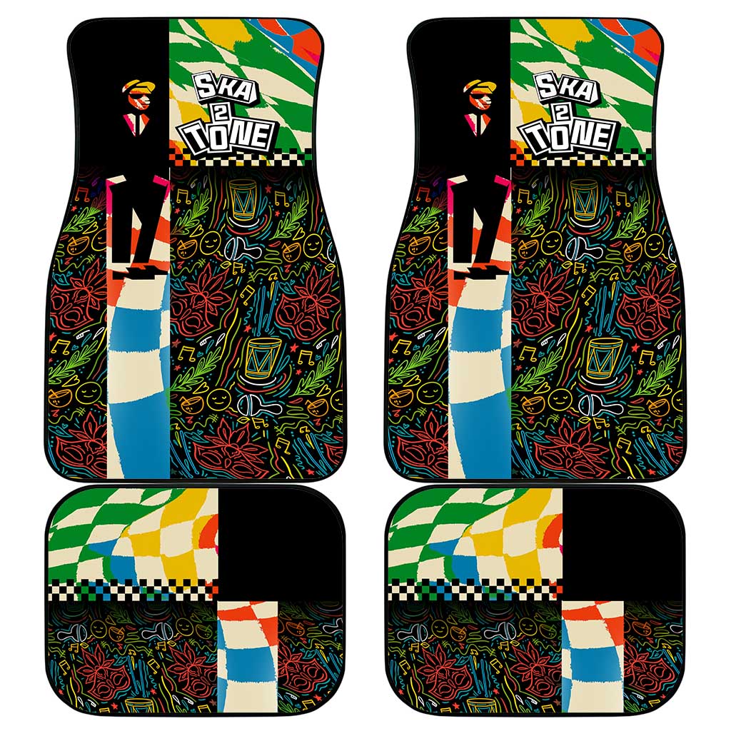 Ska Two Tone Car Mats with Colorful Checkerboard Music Art Carnival Festival - Wonder Print Shop