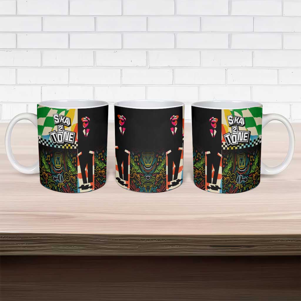 Ska Two Tone Ceramic Mug with Colorful Checkerboard Music Art Carnival Festival - Wonder Print Shop