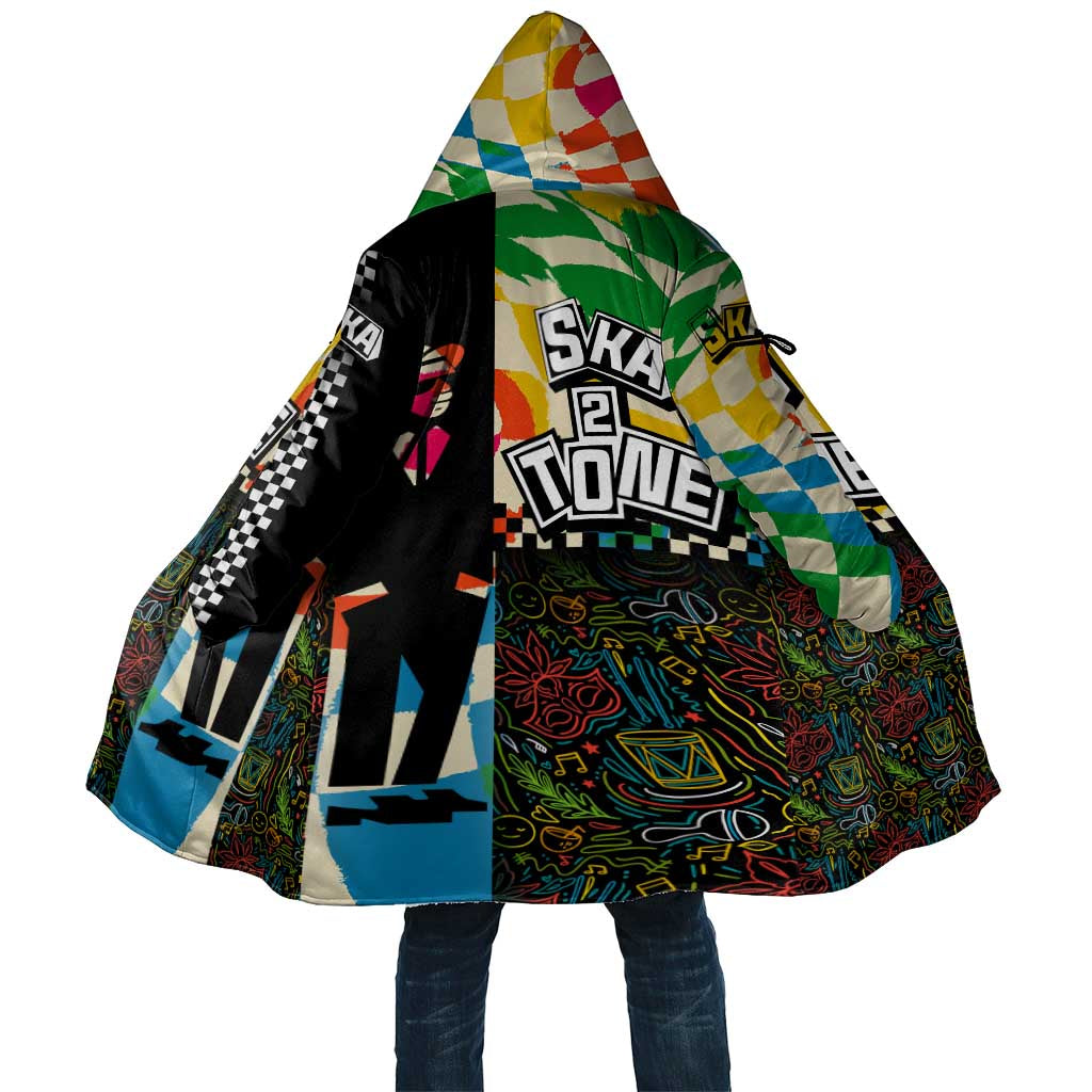 Ska Two Tone Cloak with Colorful Checkerboard Music Art Carnival Festival - Wonder Print Shop