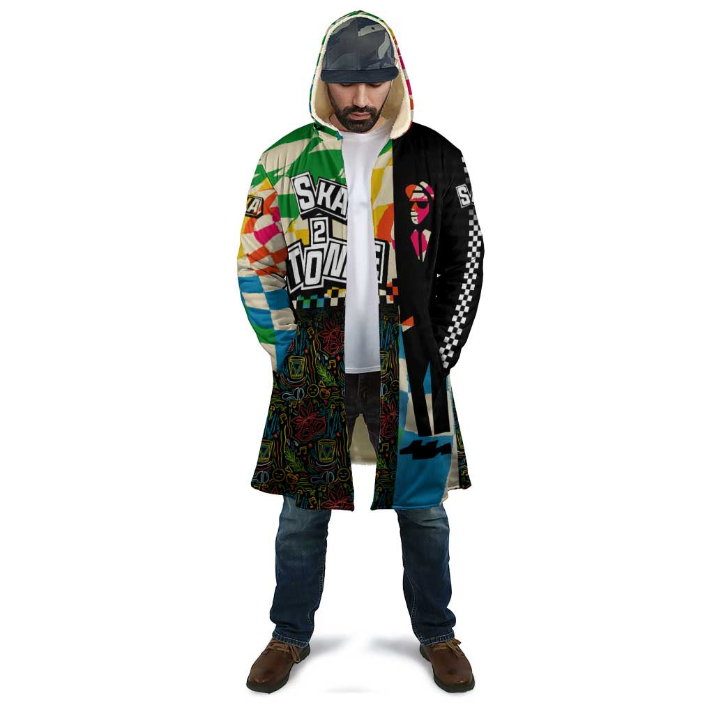 Ska Two Tone Cloak with Colorful Checkerboard Music Art Carnival Festival - Wonder Print Shop