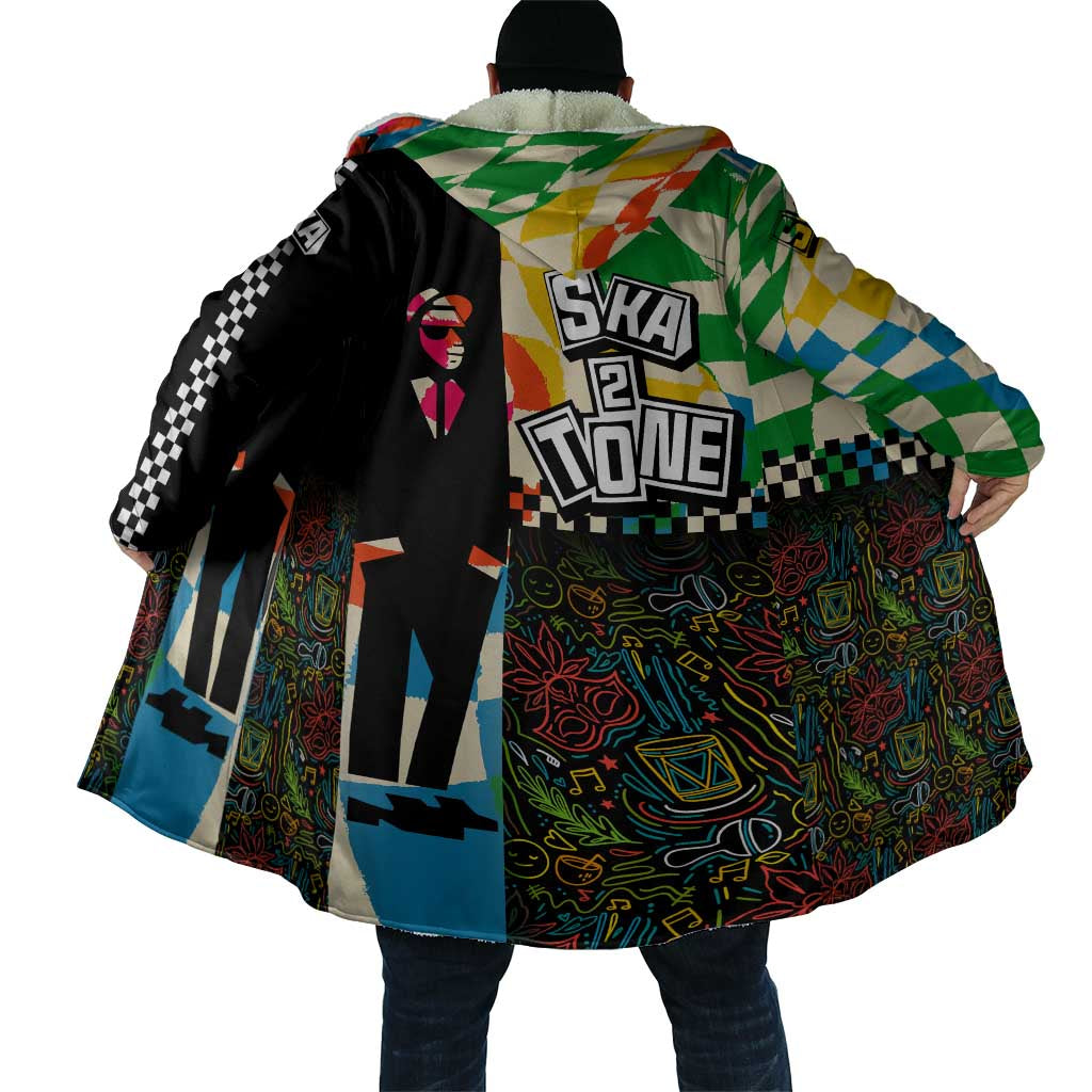 Ska Two Tone Cloak with Colorful Checkerboard Music Art Carnival Festival - Wonder Print Shop