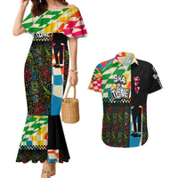Ska Two Tone Couples Matching Mermaid Dress and Hawaiian Shirt with Colorful Checkerboard Music Art Carnival Festival - Wonder Print Shop