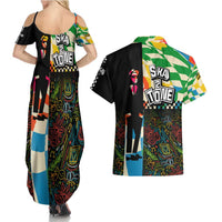 Ska Two Tone Couples Matching Summer Maxi Dress and Hawaiian Shirt with Colorful Checkerboard Music Art Carnival Festival - Wonder Print Shop