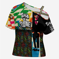 Ska Two Tone Cross Shoulder Shirt with Colorful Checkerboard Music Art Carnival Festival - Wonder Print Shop
