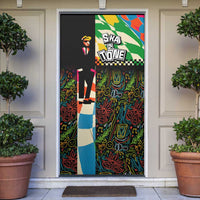 Ska Two Tone Door Cover with Colorful Checkerboard Music Art Carnival Festival - Wonder Print Shop