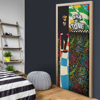 Ska Two Tone Door Cover with Colorful Checkerboard Music Art Carnival Festival - Wonder Print Shop