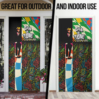 Ska Two Tone Door Cover with Colorful Checkerboard Music Art Carnival Festival - Wonder Print Shop