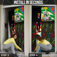 Ska Two Tone Door Cover with Colorful Checkerboard Music Art Carnival Festival - Wonder Print Shop