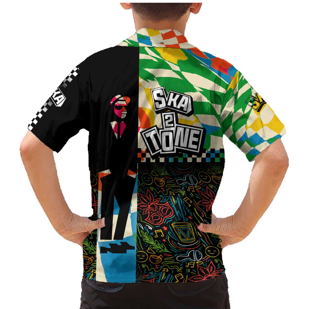 Ska Two Tone Family Matching Mermaid Dress and Hawaiian Shirt with Colorful Checkerboard Music Art Carnival Festival - Wonder Print Shop