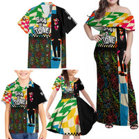 Ska Two Tone Family Matching Off Shoulder Maxi Dress and Hawaiian Shirt with Colorful Checkerboard Music Art Carnival Festival - Wonder Print Shop