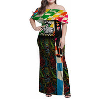 Ska Two Tone Family Matching Off Shoulder Maxi Dress and Hawaiian Shirt with Colorful Checkerboard Music Art Carnival Festival - Wonder Print Shop