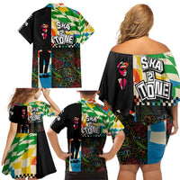 Ska Two Tone Family Matching Off Shoulder Short Dress and Hawaiian Shirt with Colorful Checkerboard Music Art Carnival Festival - Wonder Print Shop