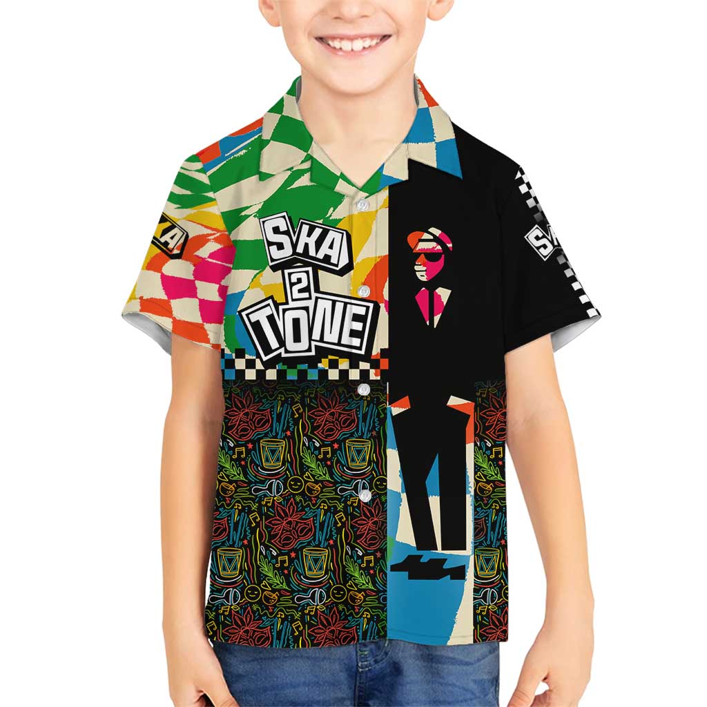 Ska Two Tone Family Matching Puletasi and Hawaiian Shirt with Colorful Checkerboard Music Art Carnival Festival - Wonder Print Shop