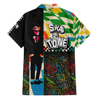 Ska Two Tone Family Matching Short Sleeve Bodycon Dress and Hawaiian Shirt with Colorful Checkerboard Music Art Carnival Festival - Wonder Print Shop
